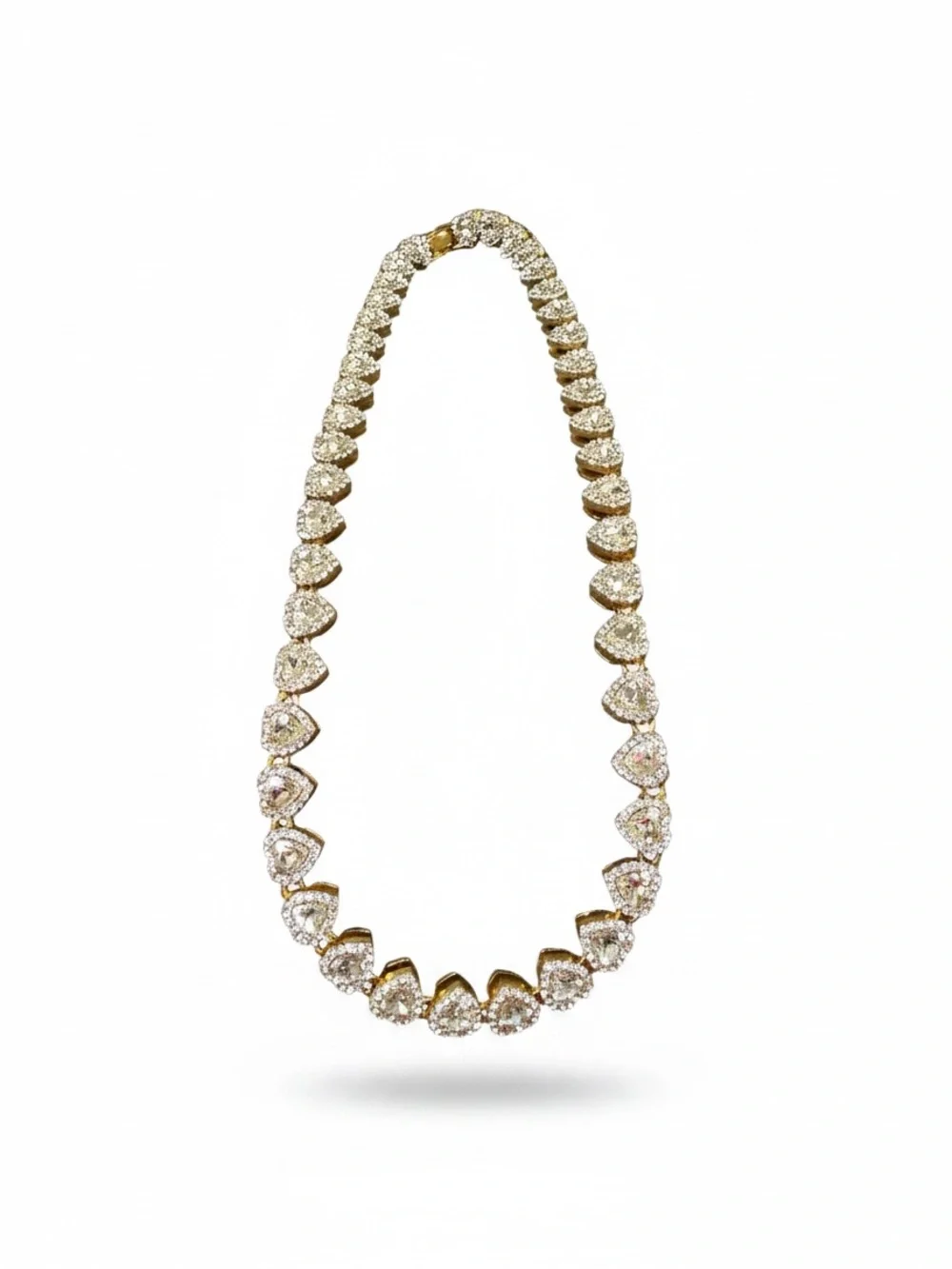Gold-Tone Heart Crystal Tennis Necklace - Women's Jewelry